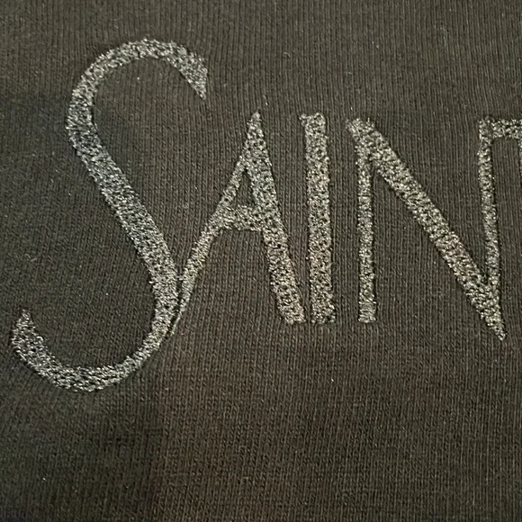 Saint Laurent Women's Glitter-Logo Cropped Sweatshirt - Picture 3 of 8